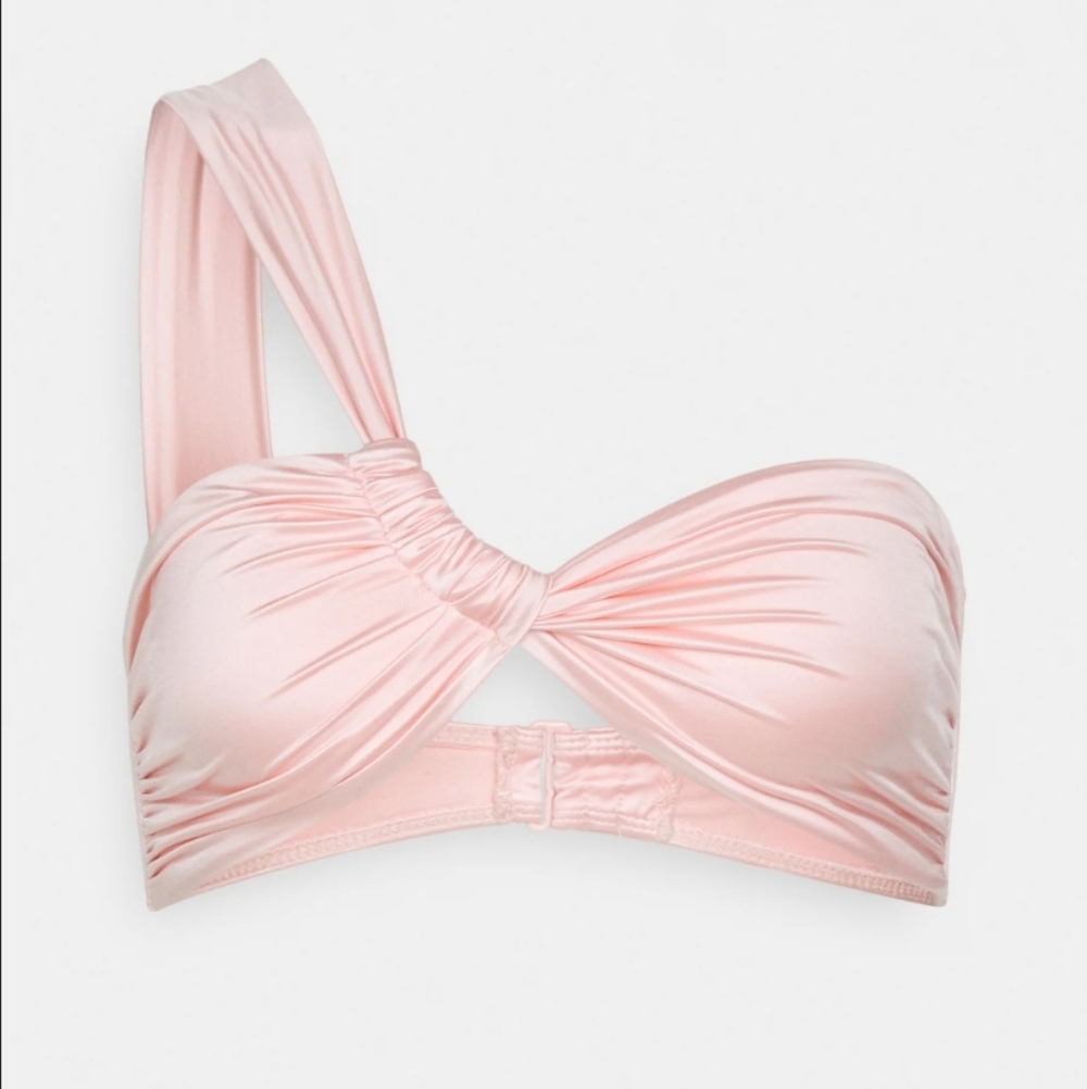 Good American Swim Top Bali Bikini Pink Satin 5XL